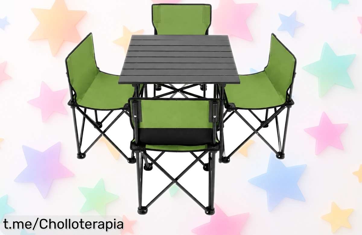 Set de mesa y 4 sillas plegables Inuitz: aprovecha este super chollo para tus escapadas al aire libre, ¡disfruta de cada comida con tu gente favorita donde quieras!