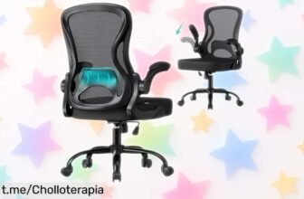 Silla de oficina ergonómica SONGMICS con soporte lumbar y reposabrazos abatibles, ¡rebajada a un precio increíble! Tu comodidad en el trabajo nunca fue tan accesible.
