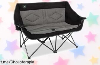 Silla plegable doble Northroad para camping con soporte para vino y 2 portavasos, ¡mejor precio de escándalo! No te quedes sin la tuya y disfruta del aire libre en pareja.