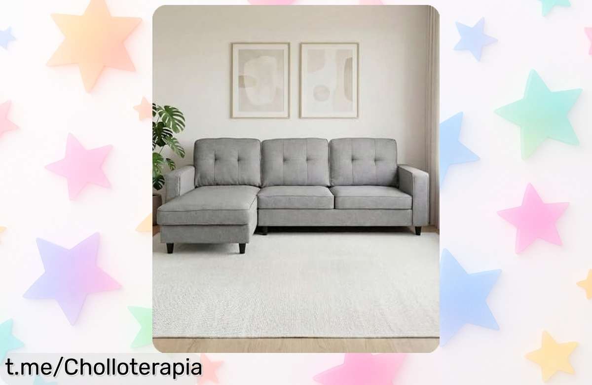Sofá chaise longue reversible Karla de LIVAN HOME a precio locazo, cambia tu salón al instante y aprovecha el chollo que transformará tus momentos en familia.