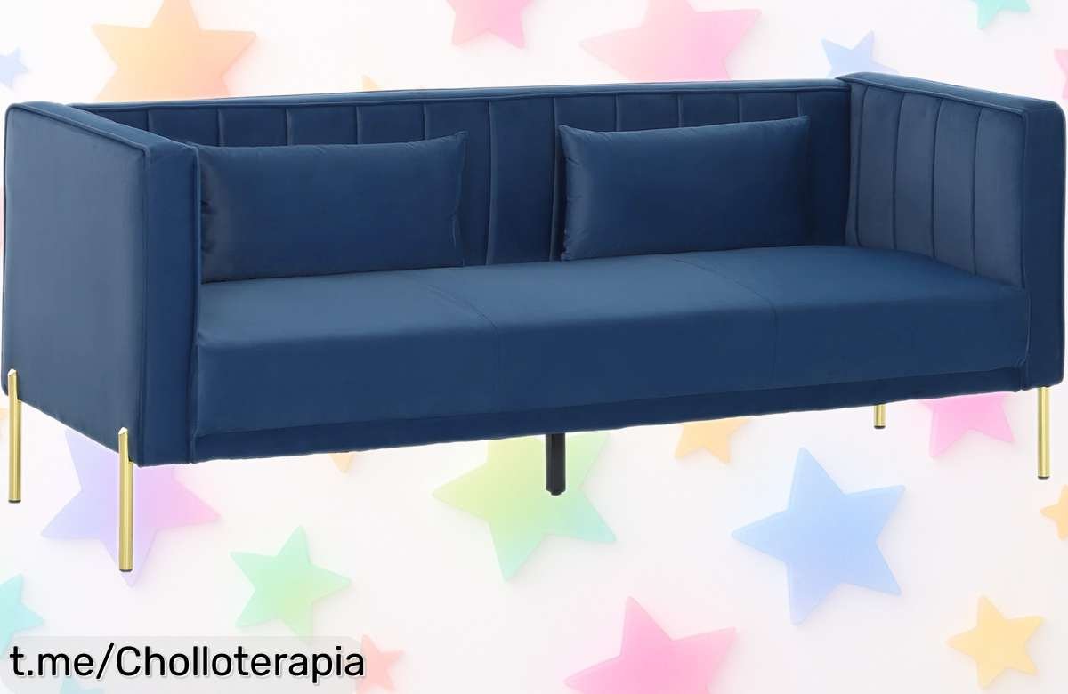 Sofá de 3 plazas amplio y elegante HOMCOM con terciopelo y patas doradas a precio de ganga, ¡haz que tu salón brille rápidamente antes de que se acabe!