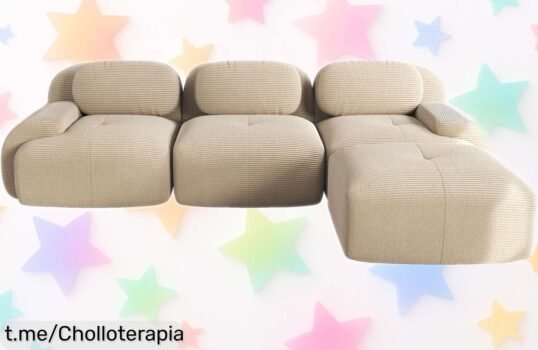 Sofá esquinero modular apto para mascotas: este chollazo con brazos anchos y acolchado 32D te dará el rincón de relax que tanto necesitas, ¡aprovéchalo antes de que se agote!