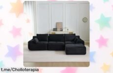 Sofá modular de 4 plazas en pana, montaje fácil y diseño a tu medida: ¡este ofertón es perfecto para transformar tu salón sin complicaciones! Aprovecha hoy mismo este chollazo.