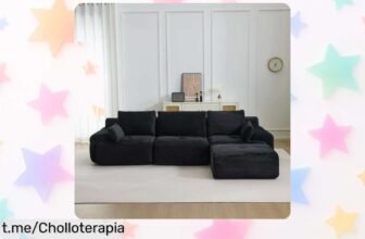 Sofá modular de 4 plazas en pana, montaje fácil y diseño a tu medida: ¡este ofertón es perfecto para transformar tu salón sin complicaciones! Aprovecha hoy mismo este chollazo.