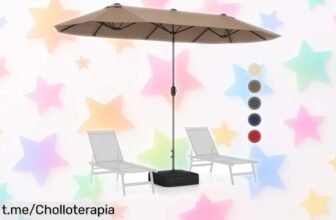 Sombrilla doble de terraza GOPLUS con luces LED: el chollo que trae sombra y diversión para tus reuniones, ¡no te la pierdas antes de que se agote!