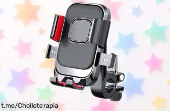 Soporte para móvil de bici o moto FIQLUL con giro 360 y sujeción antivibración a precio loco, ¡no dejes pasar esta oferta única para disfrutar al máximo tus paseos!