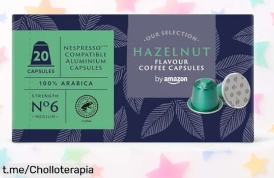 Sorprendente café en cápsulas de avellana compatibles con Nespresso, pack de 20 unidades a precio loco ¡Haz tus momentos más especiales con cada taza!