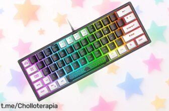 Teclado gaming compacto Mini 60% con RGB ajustable, ¡rebaja brutal en el precio! Dale un toque increíble a tu setup y juega sin desorden, no te lo pierdas.