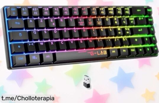 Teclado gaming inalámbrico The GLab Keyz Hydrogen WL, compacta potencia silenciosa con RGB: chollazo que libera tu espacio y transforma tus partidas en pura diversión.