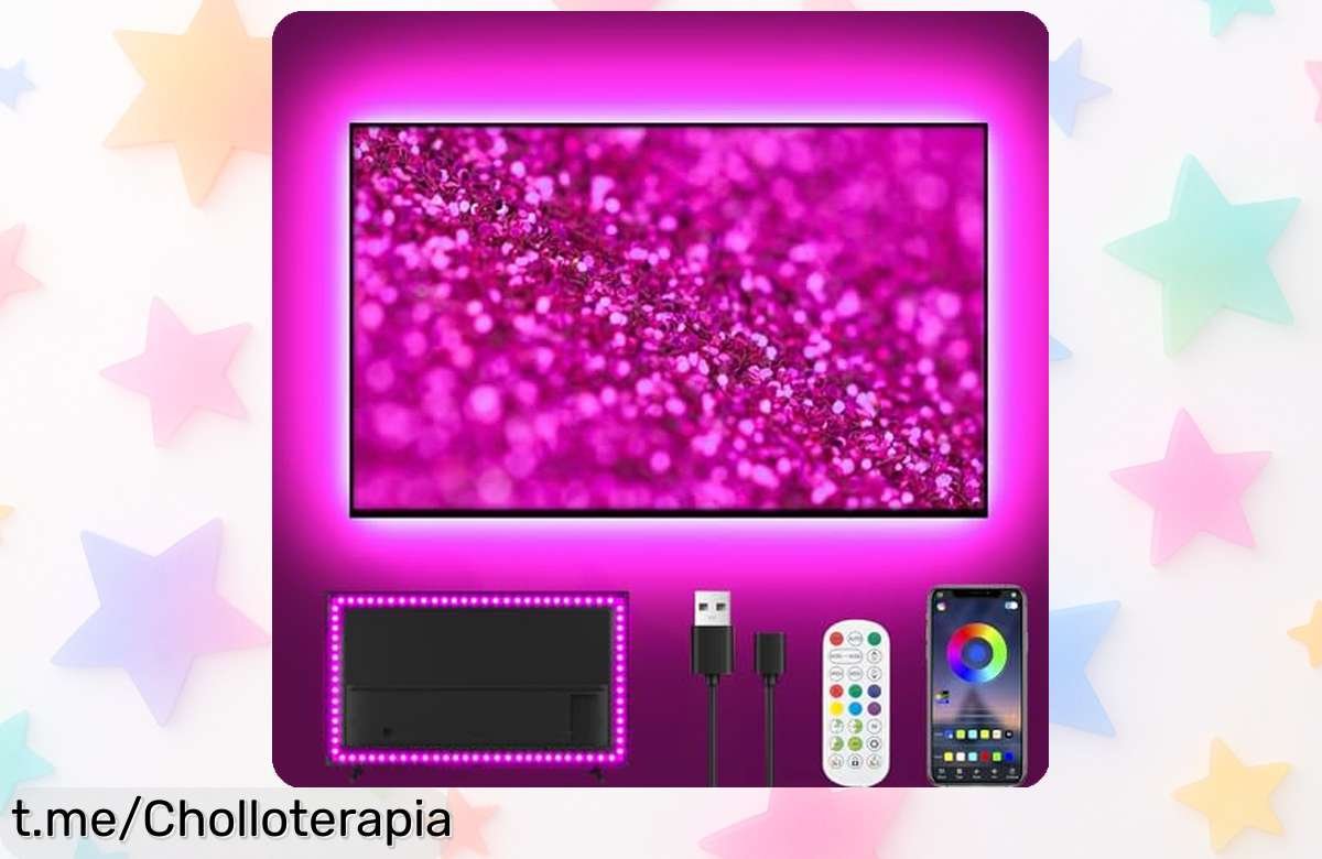 Tira LED de 5 m para TV con 16 millones de colores y control Bluetooth, ahora ¡rebajada! Dale a tu living un ambiente espectacular que todos van a envidiar.