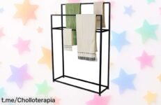 Toallero de pie con 2 barras, moderniza tu baño y mantén las toallas siempre a mano: ¡aplica el cupón y disfruta de este chollazo lleno de estilo!