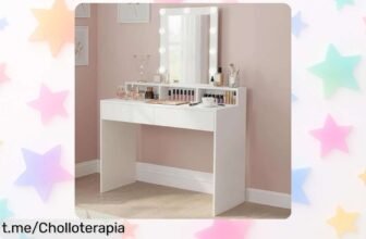 Tocador moderno VASAGLE con 9 luces LED regulables y amplio espacio: ordena tu maquillaje y aprovecha este ofertón que no volverá. ¡Hazlo tuyo ya!