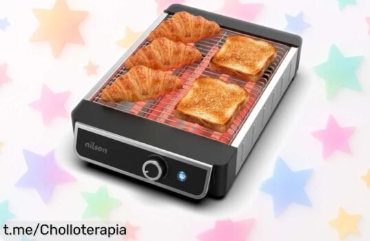 Tostador plano Nilson Life NTS1000FL4 a precio de locura, con 6 niveles para dorar tu pan y bollería como más te gusta. ¡No esperes y prepárate para desayunos ideales!