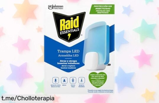 Trampa LED para moscas y polillas Raid Essentials, con recambio incluido, ¡rebaja impresionante! Mantén a raya los bichitos sin preocupaciones. Aprovecha antes de que se acabe esta oportunidad.