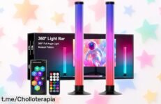 Transforma tu espacio con las Barras LED RGBIC de AURORIONCG, ¡un chollazo que transformará tus noches de cine y juegos en experiencias inolvidables!