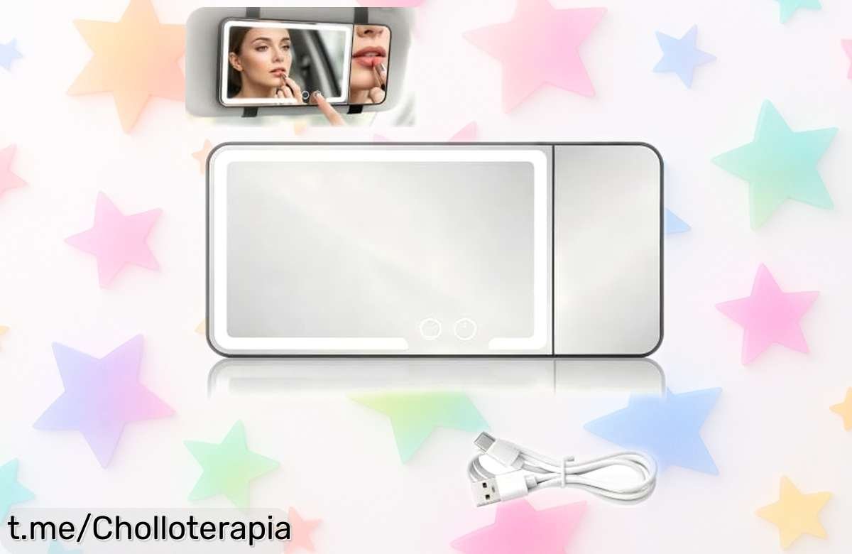 Tu aliado perfecto para el maquillaje: espejo parasol JIZZU con 3x aumento y luz LED, ¡ahora a un precio loco que no puedes dejar pasar!