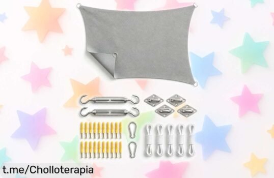 Vela de sombra rectangular 2x3 m con kit de instalación a precio de locura, prepárate para disfrutar del verano sin sol en tu jardín o patio. ¡No te quedes sin la tuya!