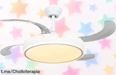 Ventilador de techo LED retráctil blanco con motor silencioso y mando a distancia, ¡rebajado a un precio increíble para que disfrutes luz y aire como nunca!