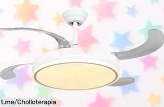 Ventilador de techo LED retráctil blanco con motor silencioso y mando a distancia, ¡rebajado a un precio increíble para que disfrutes luz y aire como nunca!