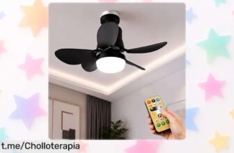 Ventilador de techo con luz LED E27 y mando a distancia, ¡super chollo! Aire fresco y energía en casa, aprovecha esta oferta antes que se acabe.