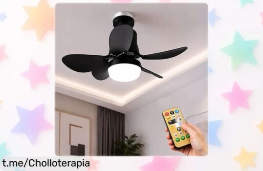 Ventilador de techo con luz LED E27 y mando a distancia, ¡super chollo! Aire fresco y energía en casa, aprovecha esta oferta antes que se acabe.