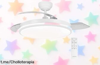 Ventilador de techo con luz LEDUNI, ¡mando a distancia y aspas retráctiles a precio loco! Disfruta aire y luminosidad en casa. No dejes pasar esta oferta que transforma tu espacio.