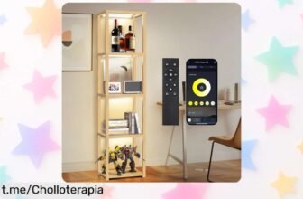Vitrina de cristal OUTON con luces LED y 5 estantes, ¡ofertón para lucir tus piezas favoritas con estilo! No dejes escapar este precio loco que transforma tu espacio hoy.