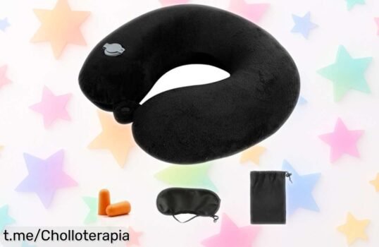 Almohada de viaje inflable Kzouenzu: el ofertón que cuida tu cuello, ligera y compacta para llevar a donde quieras. ¡No te la pierdas o dormirás mal!