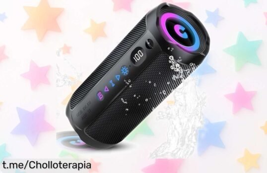 Altavoz Bluetooth portátil de 25W con graves profundos y luces RGB, disfruta hasta 25 horas de música en tu fiesta ¡el precio ha sido rebajado para que no te lo pierdas!
