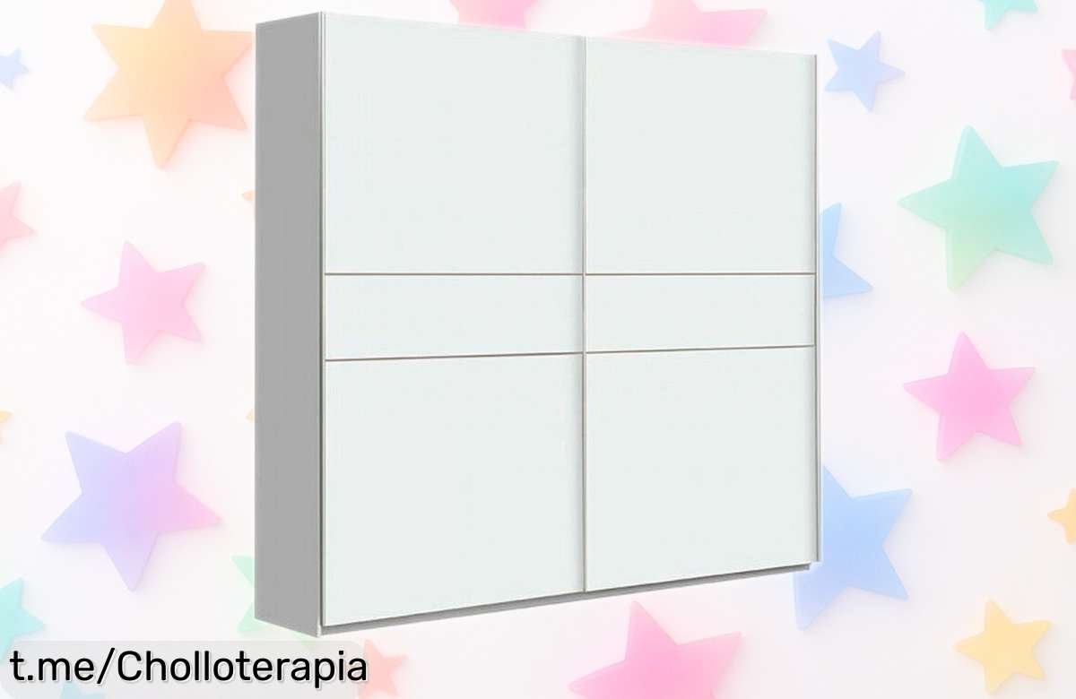Armario con puertas correderas Nevada en blanco a precio irrepetible, ¡ordena tu espacio hoy mismo y no dejes escapar esta oportunidad única!