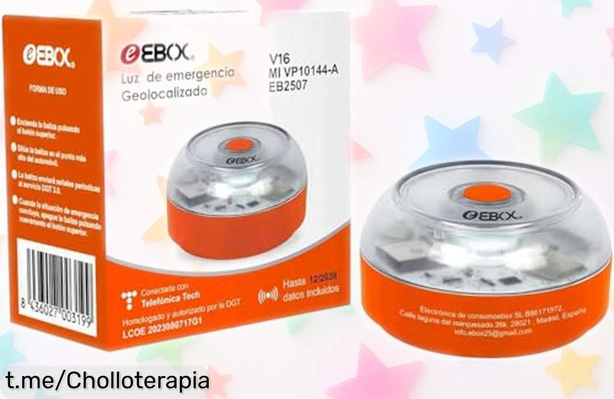 Baliza de emergencia EBOX V16: la tranquilidad sobre ruedas con luz visible a 1 km y aviso directo a DGT. ¡No te quedes sin esta oportunidad única!