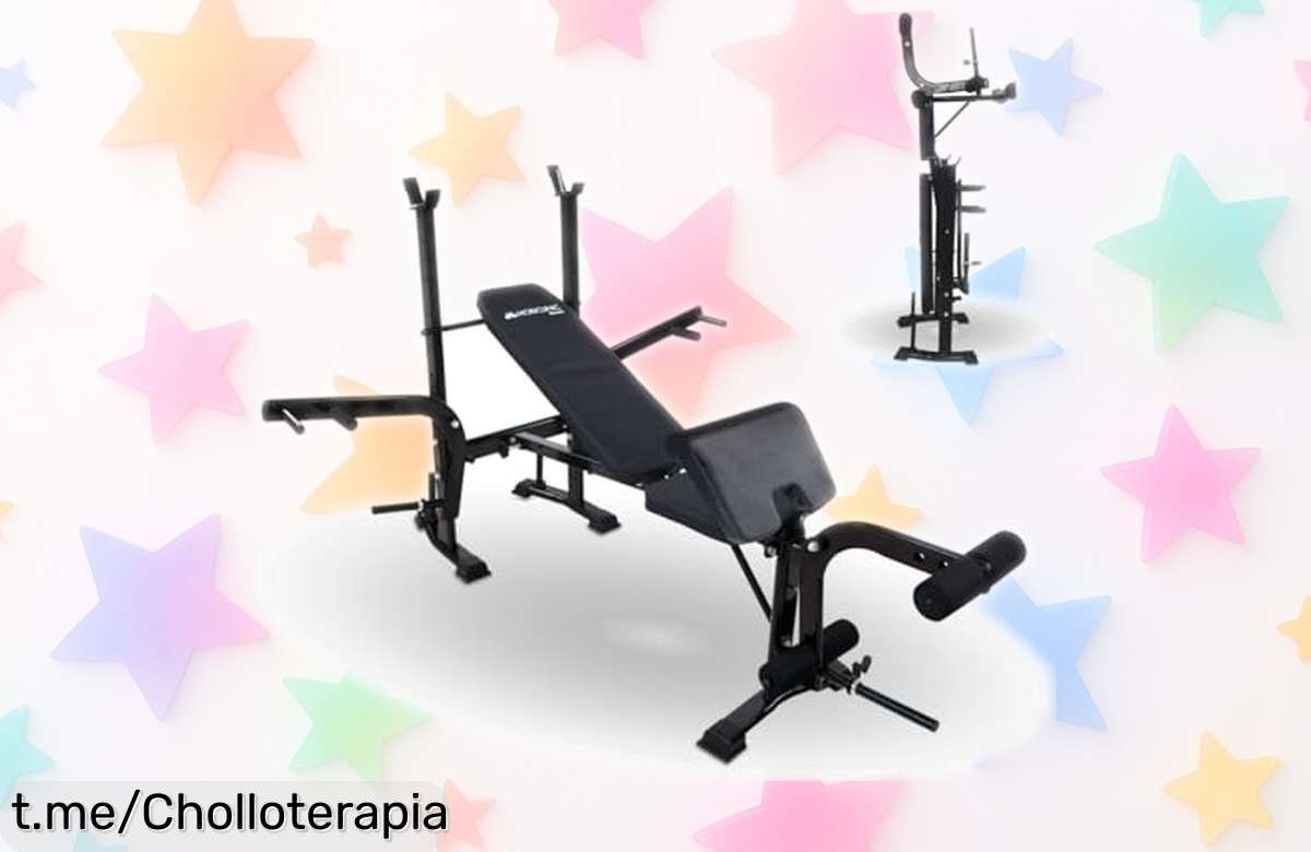 Banco de musculación Mobiclinic® ajustable y plegable a un precio increíble, crea tu gimnasio en casa sin complicaciones ni espacio extra. ¡No dejes pasar esta oportunidad!