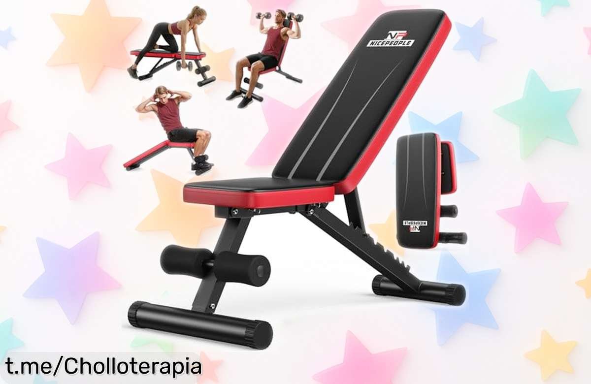 Banco de pesas ajustable que transforma tu hogar en un gimnasio; ¡resistente, plegable y a un precio increíble! No dejes pasar esta oportunidad.