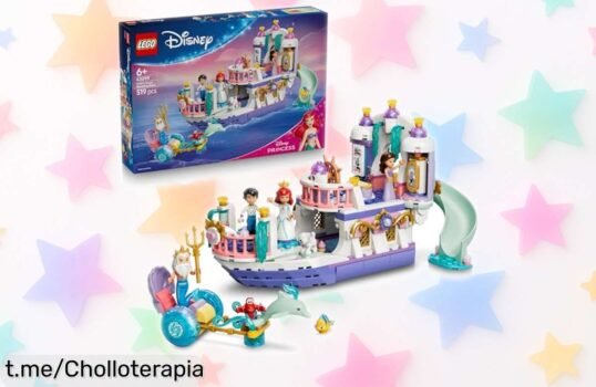 Barco mágico de la boda real de Ariel con 7 figuras LEGO Disney, ¡diversión a precio loco para las pequeñas creadoras! No te quedes sin el tuyo, que vuelan.