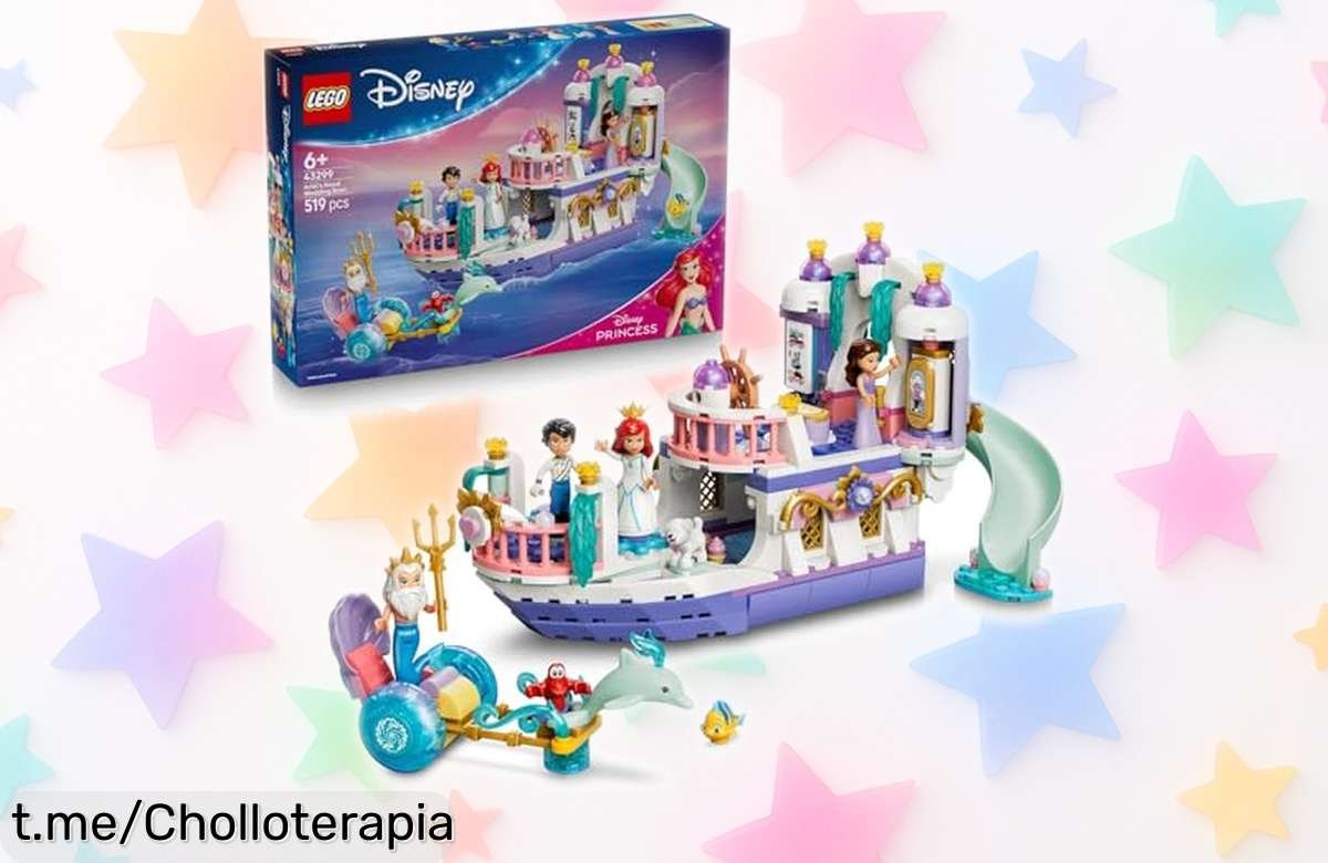 Barco mágico de la boda real de Ariel con 7 figuras LEGO Disney, ¡diversión a precio loco para las pequeñas creadoras! No te quedes sin el tuyo, que vuelan.
