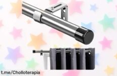 Barra extensible para cortinas con soportes de acero inoxidable, resistente y fácil de montar. No pierdas esta oportunidad única y dale un toque especial a tu hogar ya mismo.