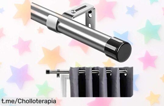 Barra extensible para cortinas con soportes de acero inoxidable, resistente y fácil de montar. No pierdas esta oportunidad única y dale un toque especial a tu hogar ya mismo.