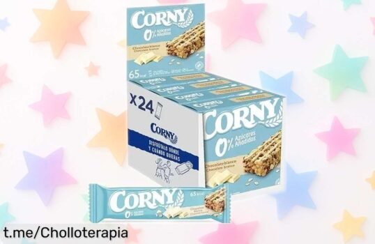 Barritas de cereales CORNY con chocolate blanco, 0% azúcar: ¡un ofertón irresistible! Pícalas entre horas y disfruta al máximo este precio loco que no querrás perderte.