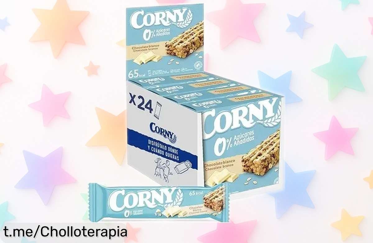 Barritas de cereales CORNY con chocolate blanco, 0% azúcar: ¡un ofertón irresistible! Pícalas entre horas y disfruta al máximo este precio loco que no querrás perderte.