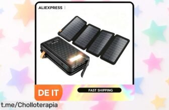Batería externa solar de 20000 mAh para cargar tu móvil donde quieras, ¡un ofertón que no puedes dejar escapar! Carga siempre y nunca te quedes sin energía.