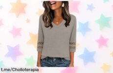 Blusa de mujer suelta con cuello en V y encaje Zeagoo, increíble oferta para lucir elegante y a la moda. Aprovecha ya este descuentazo antes de que se agote. ¡No te quedes sin la tuya!