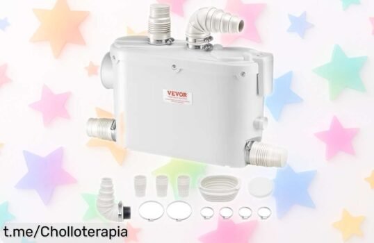 Bomba trituradora VEVOR 500 W a precio loco: combate los malos olores y eleva aguas residuales hasta 8 metros, ¡aprovecha este super chollo antes que se agote!