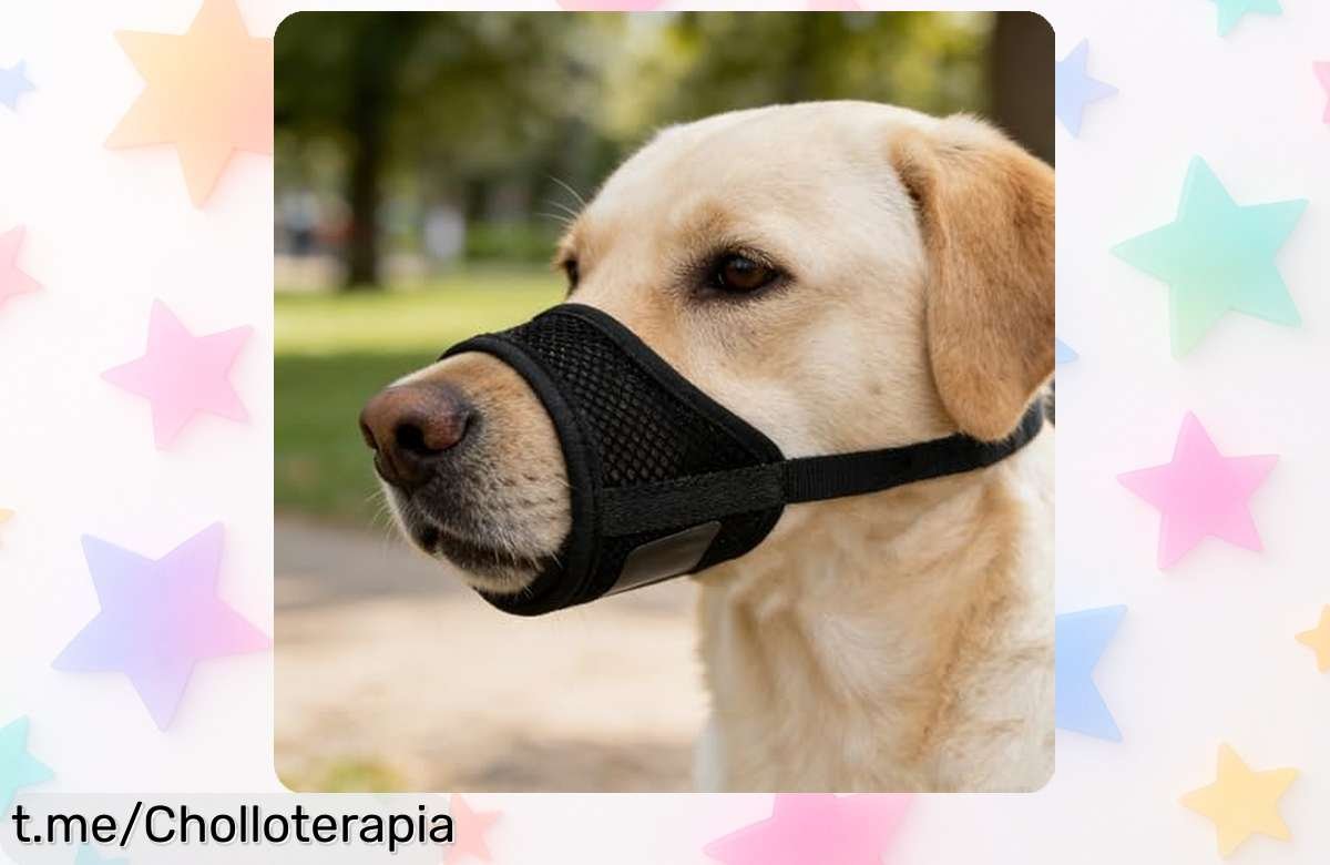 Bozal ajustable para perros que evita ladridos al instante y deja respirar,  ¡rebajado a un precio loco! No dejes escapar este super chollo que hará feliz a tu peludo.