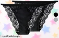 Braguitas de encaje ESMARA en 2 unidades, ¡ofertón que no puedes dejar pasar! Siente la calidad y el glamour cada día a un precio de escándalo. ¡Hazte con ellas ya!