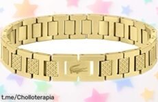 Brazalete para hombre Lacoste Metropole en acero chapado en oro, un detallazo inesperado que no podrás dejar pasar a este precio de ganga ¡Hazlo tuyo antes de que se acabe!