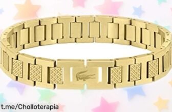Brazalete para hombre Lacoste Metropole en acero chapado en oro, un detallazo inesperado que no podrás dejar pasar a este precio de ganga ¡Hazlo tuyo antes de que se acabe!