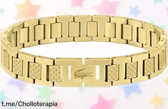 Brazalete para hombre Lacoste Metropole en acero chapado en oro, un detallazo inesperado que no podrás dejar pasar a este precio de ganga ¡Hazlo tuyo antes de que se acabe!