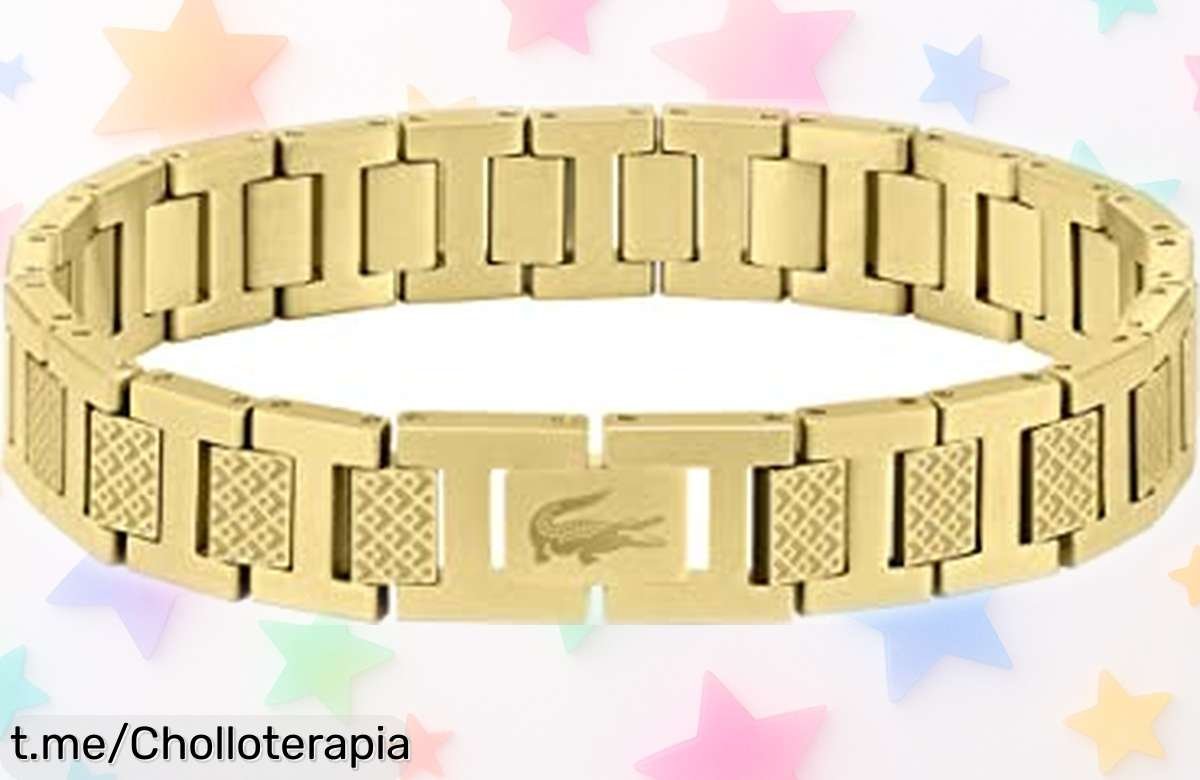 Brazalete para hombre Lacoste Metropole en acero chapado en oro, un detallazo inesperado que no podrás dejar pasar a este precio de ganga ¡Hazlo tuyo antes de que se acabe!