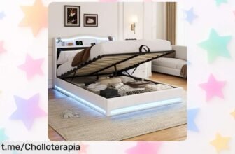 Cama BPKADHY 160x200 con almacenaje hidráulico y luz LED RGB a un precio rebajado que hará que cada noche sea una experiencia mágica. No dejes pasar esta oportunidad única.