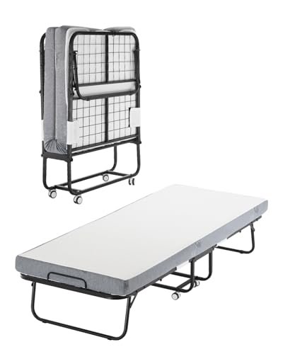 Cama individual plegable VEVOR, perfecta para invitados y fácil de guardar; ¡un chollazo que te hará sonreír sin complicaciones ni preocupaciones!